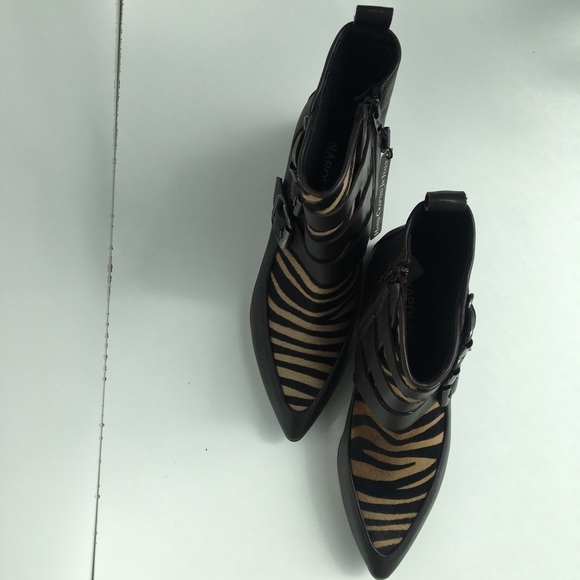 Napoleoni brown zebra print booties - Picture 1 of 3